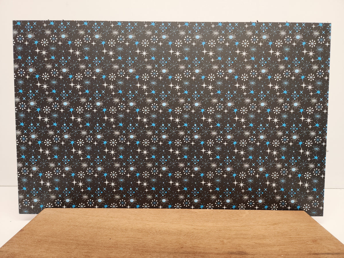 PatternPly® Full Coverage Mid Century Modern Snowflakes Black Background product photo 3