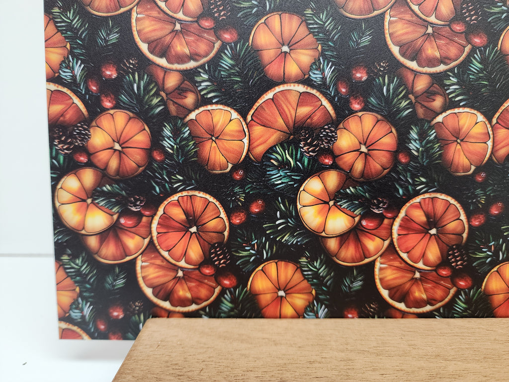 PatternPly® Full Coverage Christmas Citrus Stained Glass sheet showing the pattern