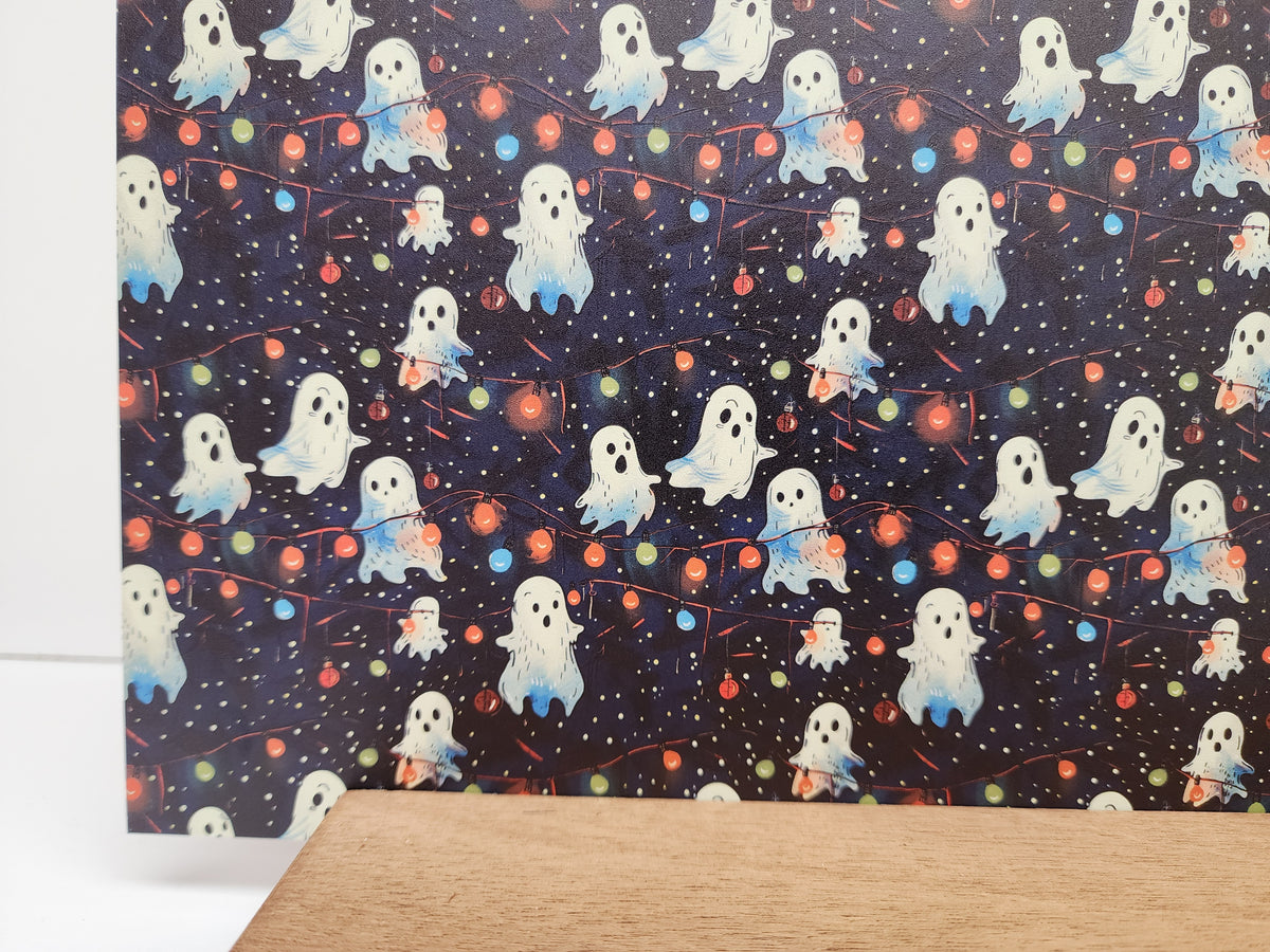 PatternPly® Full Coverage Christmas Ghosts sheet showing the pattern