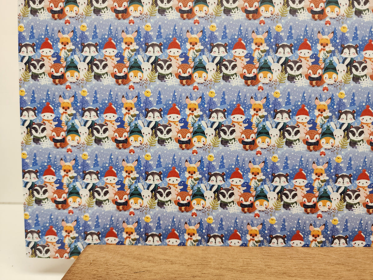 PatternPly® Full Coverage Micro Winter Animals sheet showing the pattern