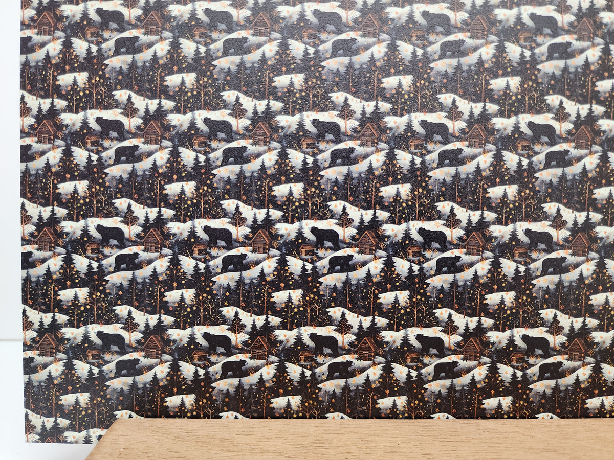PatternPly® Full Coverage Micro Winter Cabins sheet showing the pattern