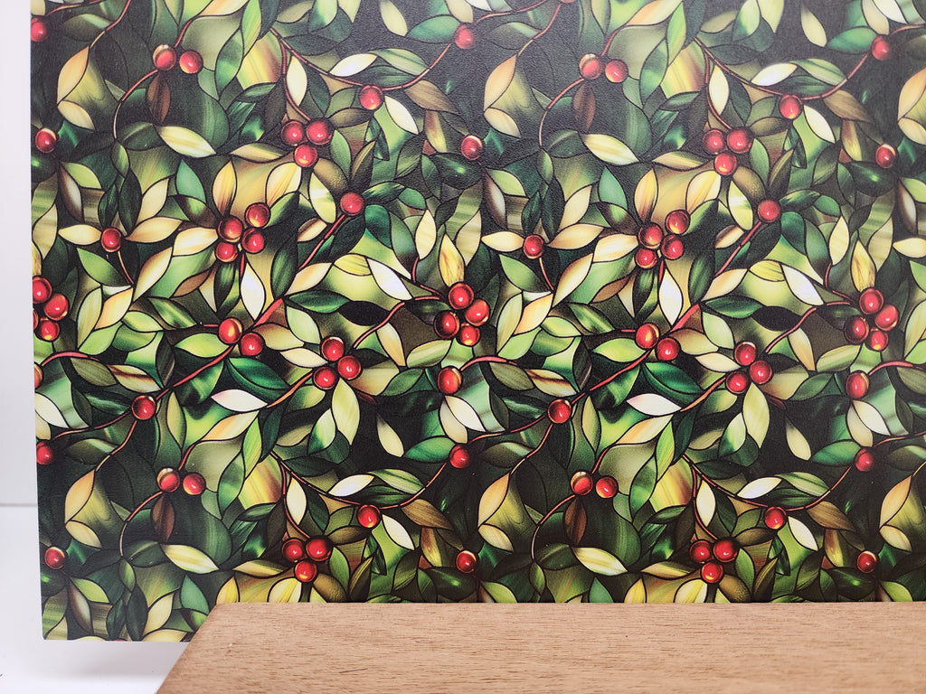 PatternPly® Full Coverage Stained Glass Mistletoe sheet showing the pattern