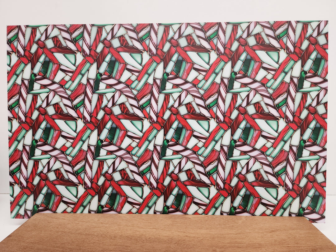 PatternPly® Stained Glass Red, White and Green Candy Cane