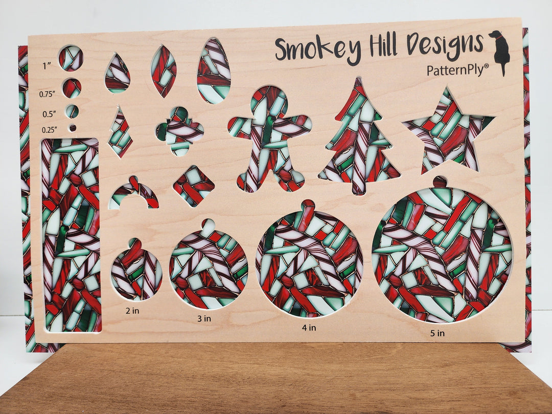 PatternPly® Stained Glass Red, White and Green Candy Cane