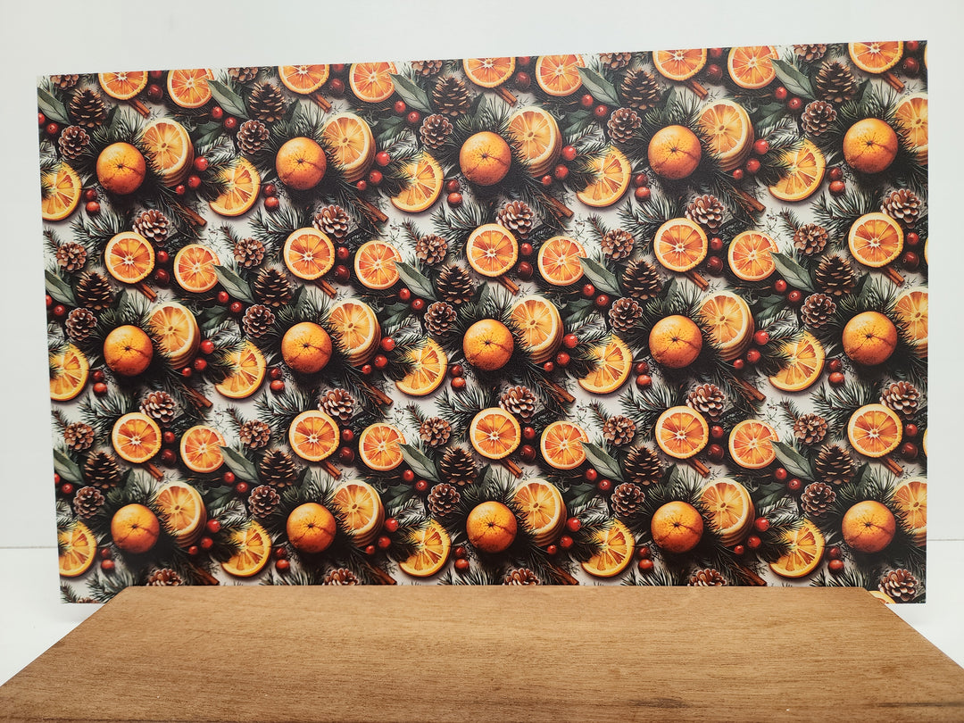 PatternPly® Christmas Oranges and Pinecones