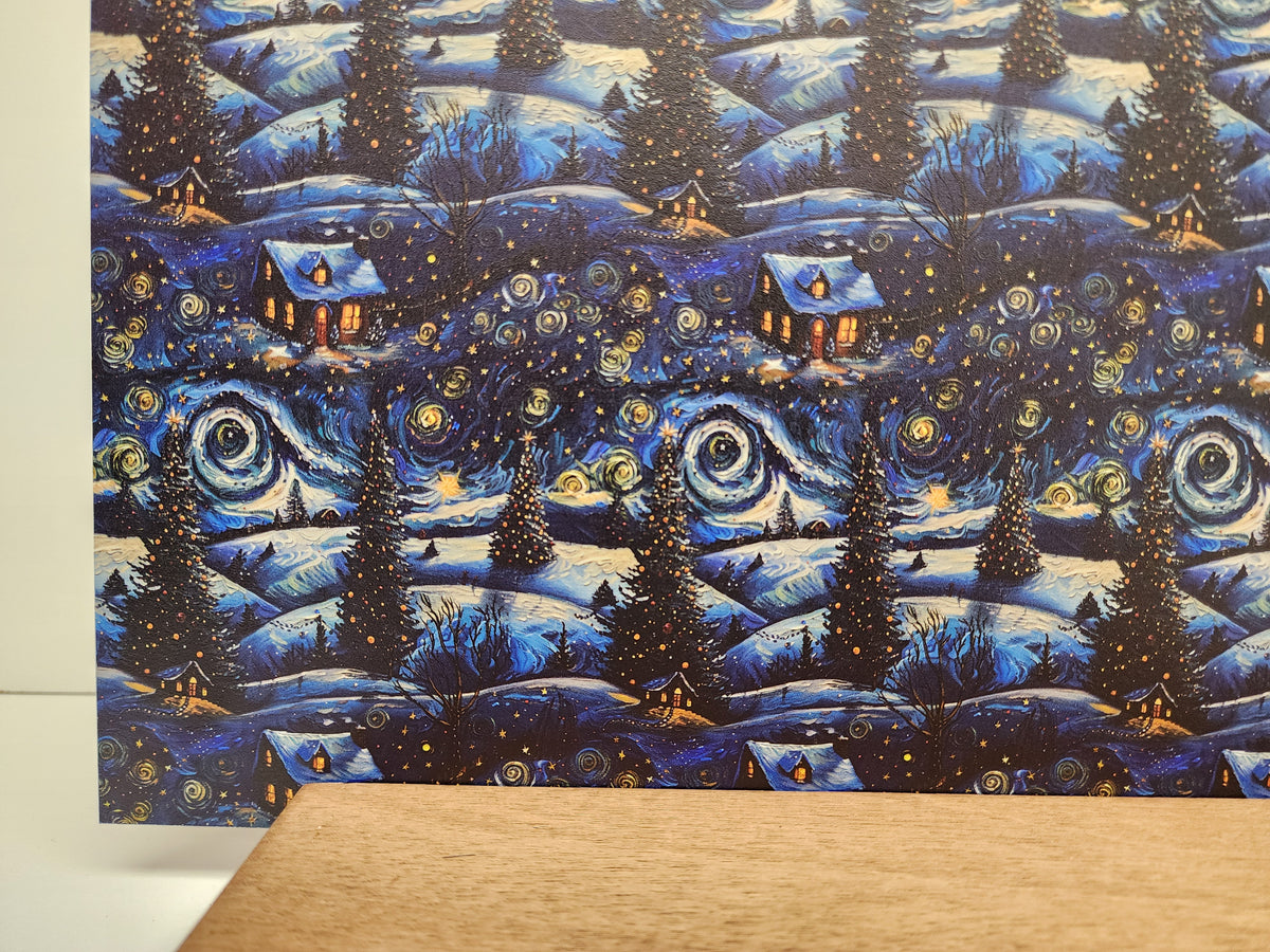 PatternPly® Full Coverage Starry Swirl Christmas sheet showing the pattern