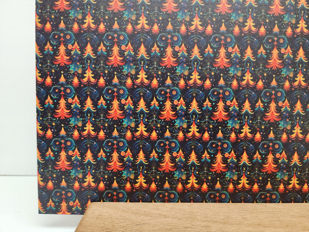PatternPly® Full Coverage Trippy Christmas Trees sheet showing the pattern
