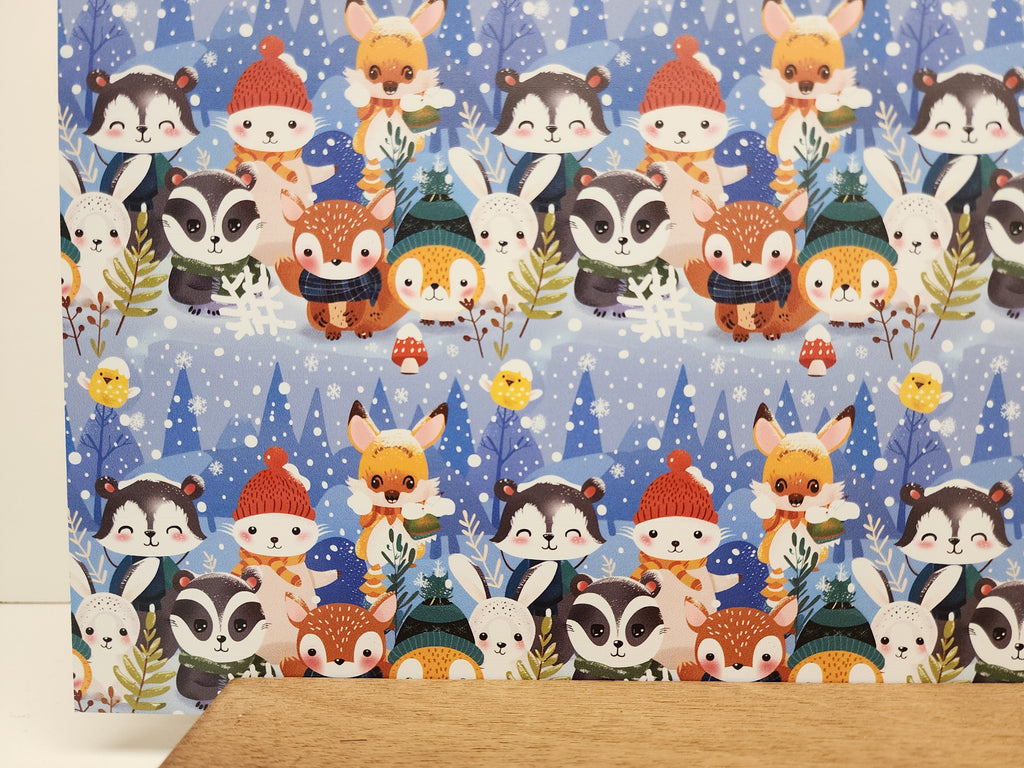 PatternPly® Full Coverage Winter Animals sheet showing the pattern