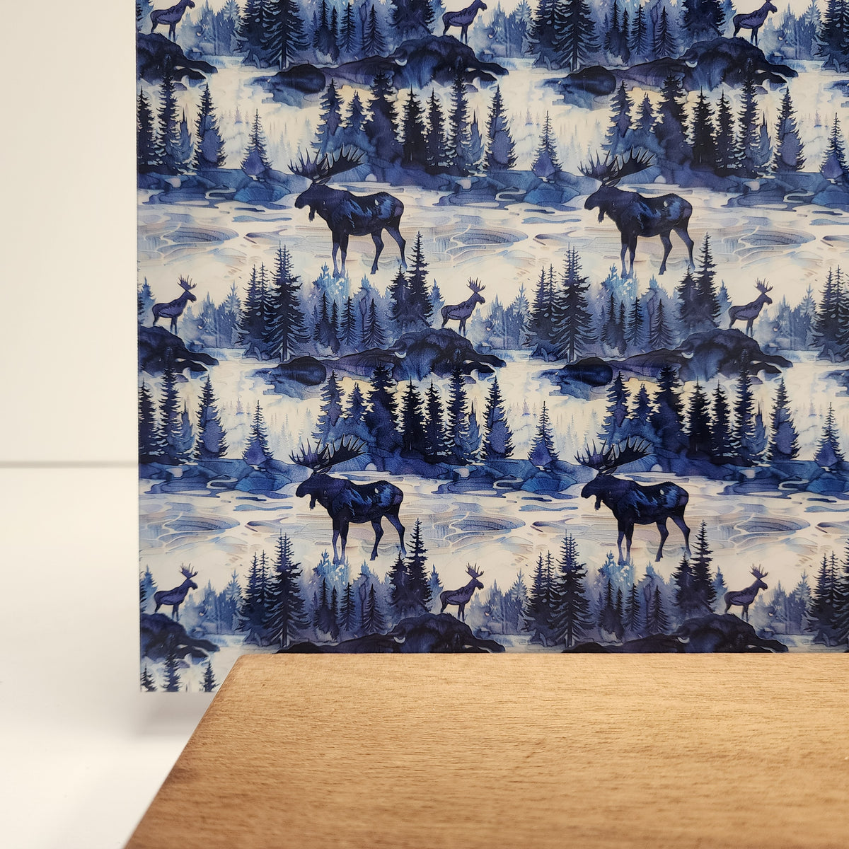 PatternPly® Full Coverage Blue Moose sheet showing the pattern