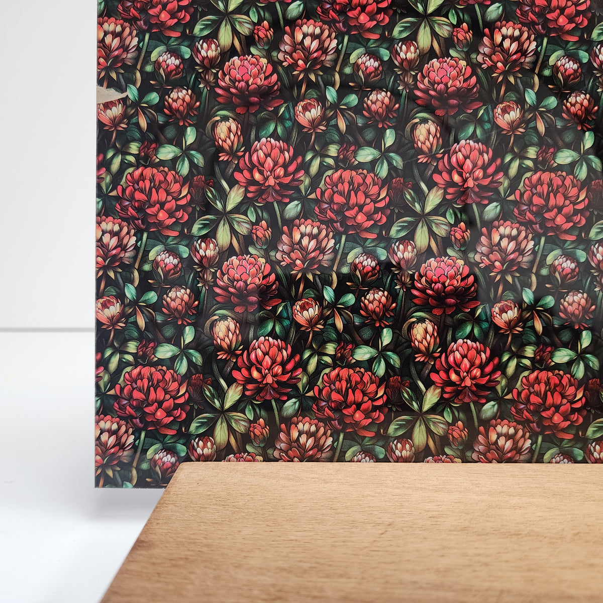 PatternPly® Full Coverage Red Clovers sheet showing the pattern