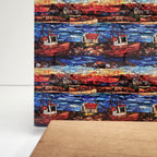 PatternPly® Full Coverage Stained Glass Lobster Boat sheet showing the pattern