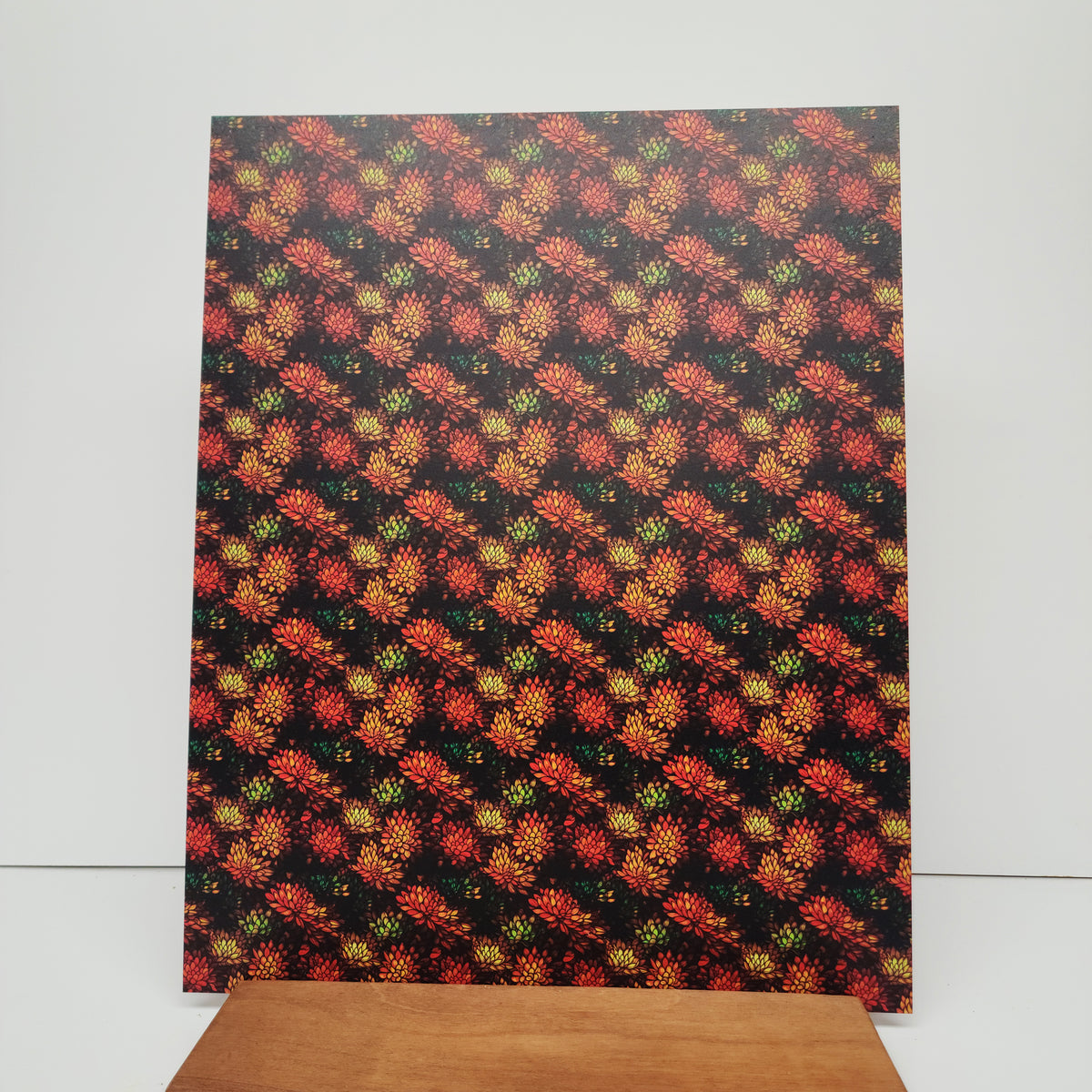PatternPly® 19x24" Fall Mums Stained Glass Original Scale sheet showing the pattern