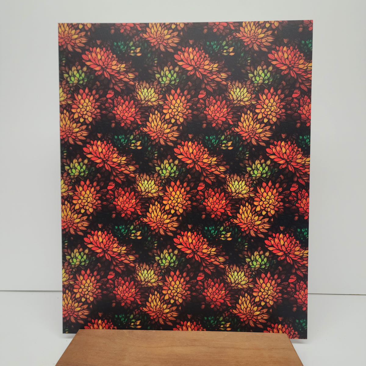 PatternPly® 19x24" Fall Mums Stained Glass XL Scale sheet showing the pattern
