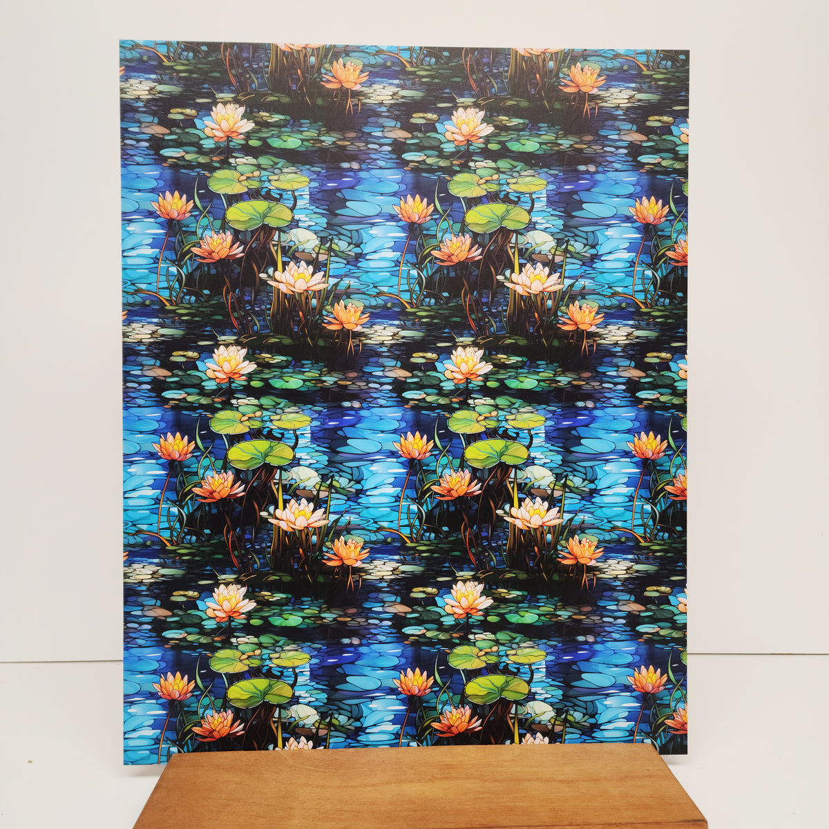 PatternPly® 19x24" Lily Pad Lake Stained Glass XL Scale sheet showing the pattern