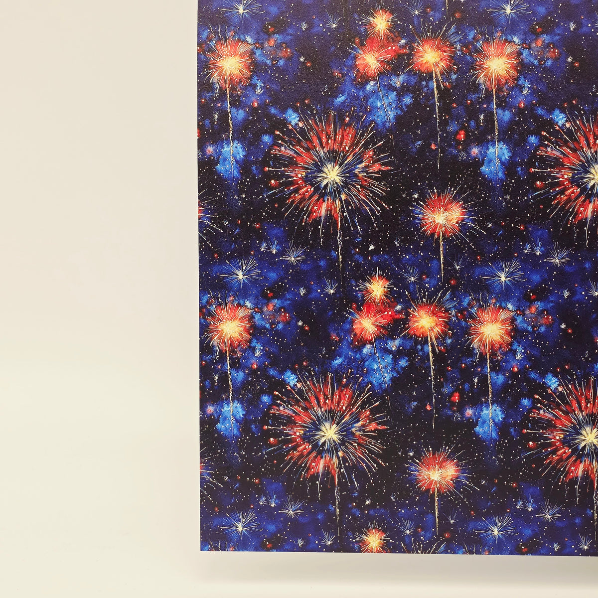 PatternPly® Full Coverage Watercolor Fireworks sheet showing the pattern