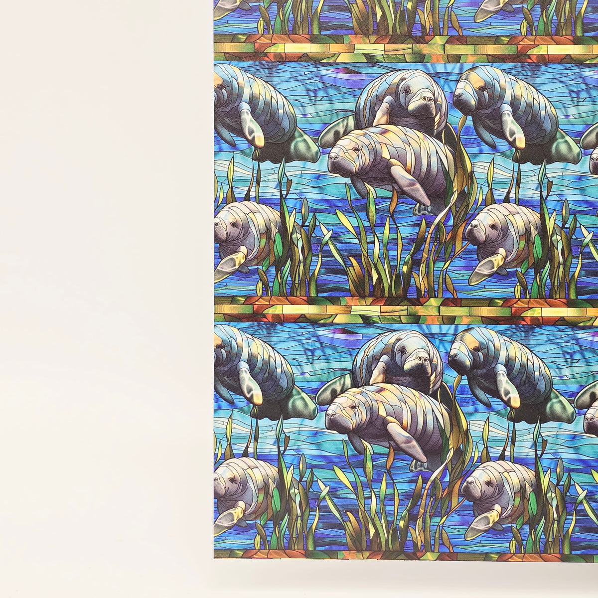 PatternPly® Full Coverage Manatees and Sea Grass sheet showing the pattern