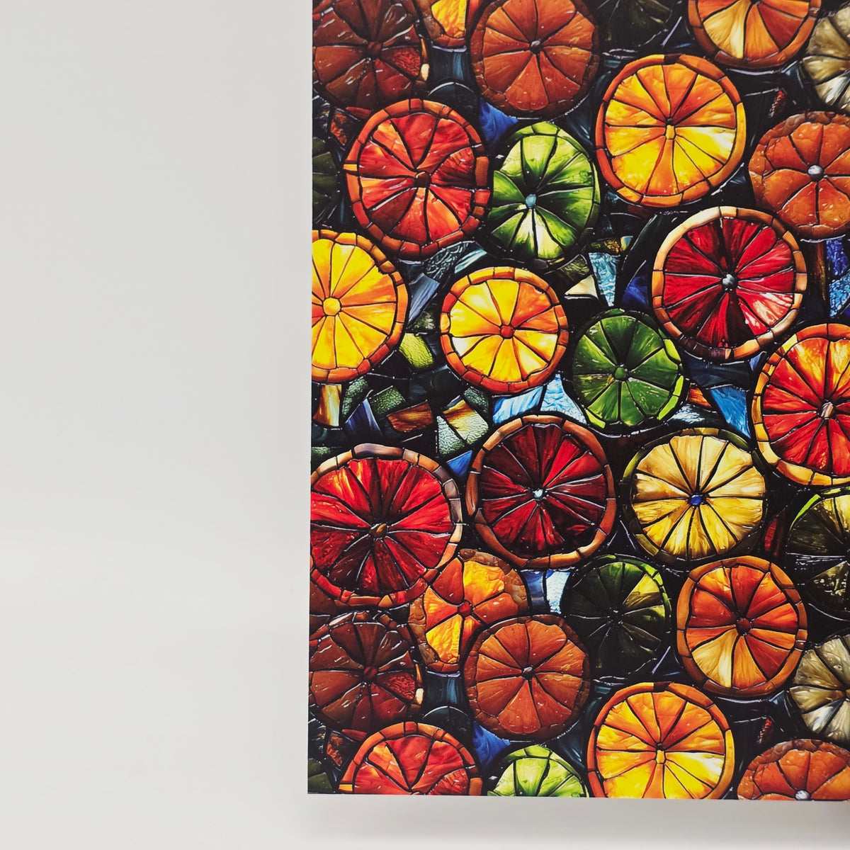 PatternPly® Full Coverage Stained Glass Citrus LARGE sheet showing the pattern