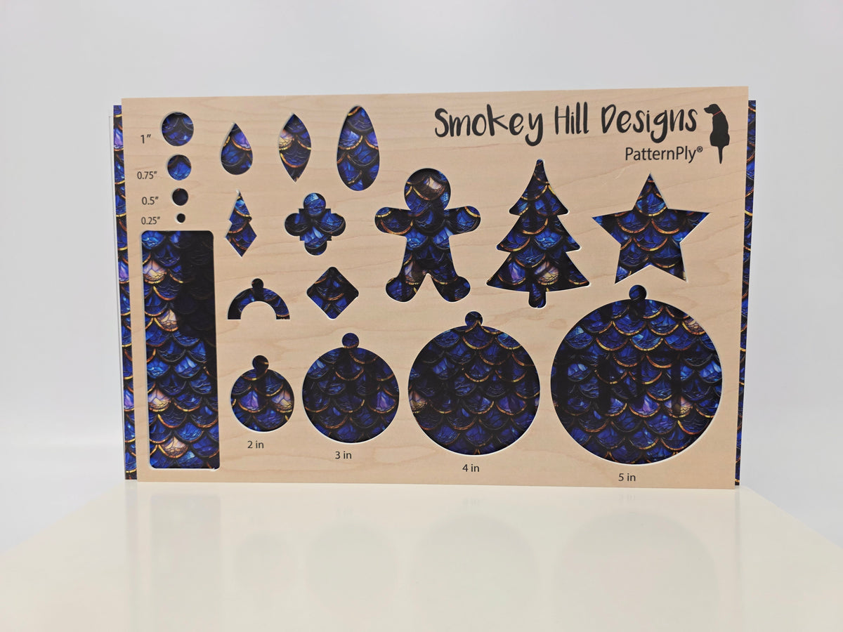PatternPly® Transparent Stained Glass Blue And Gold Mermaid Scales product photo 3