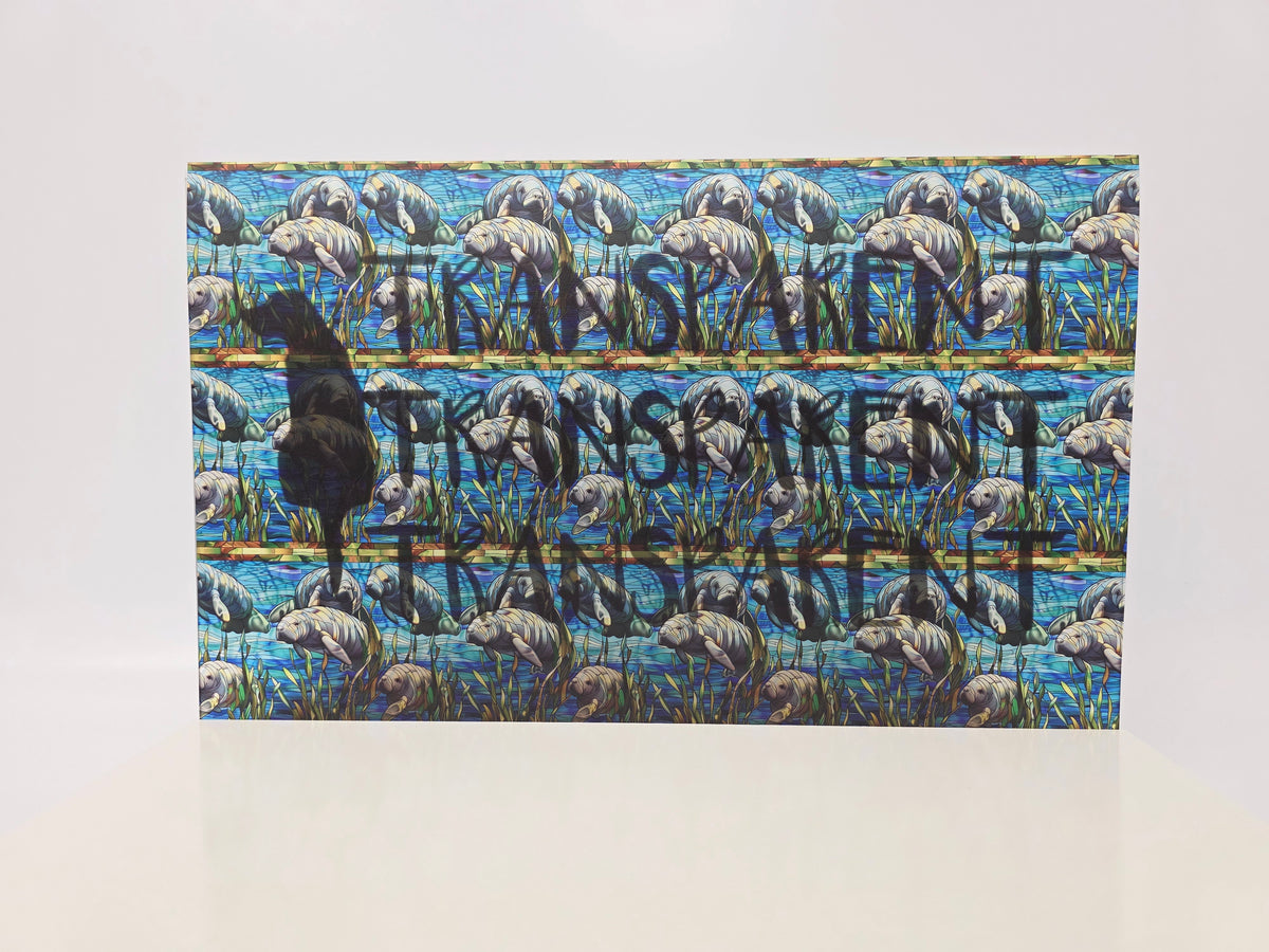 PatternPly® Transparent Manatees And Sea Grass sheet showing the pattern