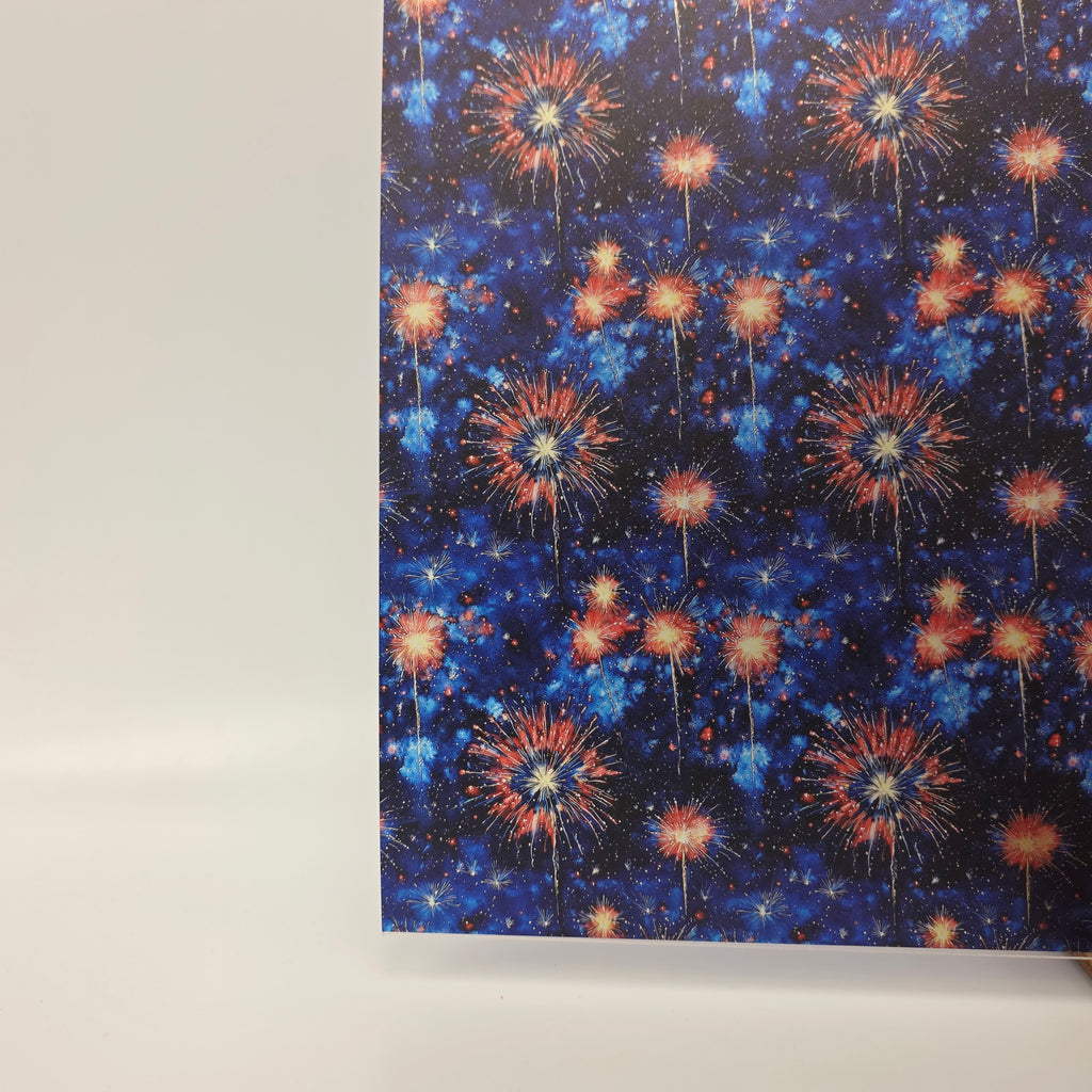 PatternPly® Transparent Watercolor Fireworks sheet showing the pattern