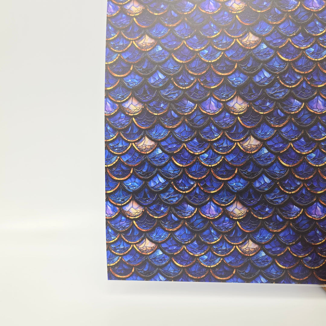 PatternPly® Transparent Stained Glass Blue And Gold Mermaid Scales ...