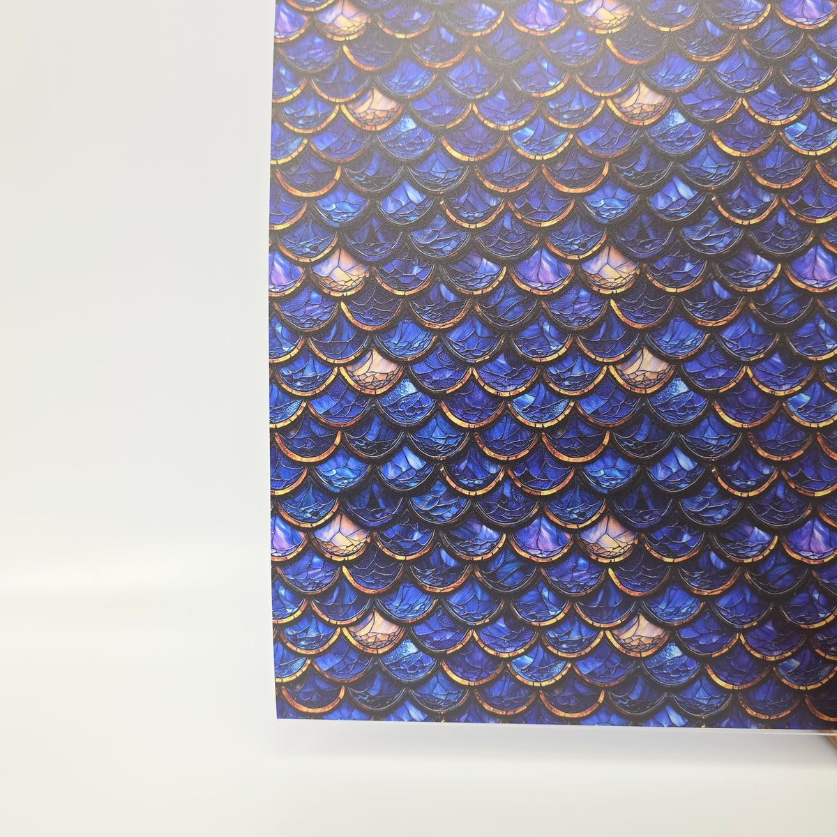 PatternPly® Transparent Stained Glass Blue And Gold Mermaid Scales product photo 2