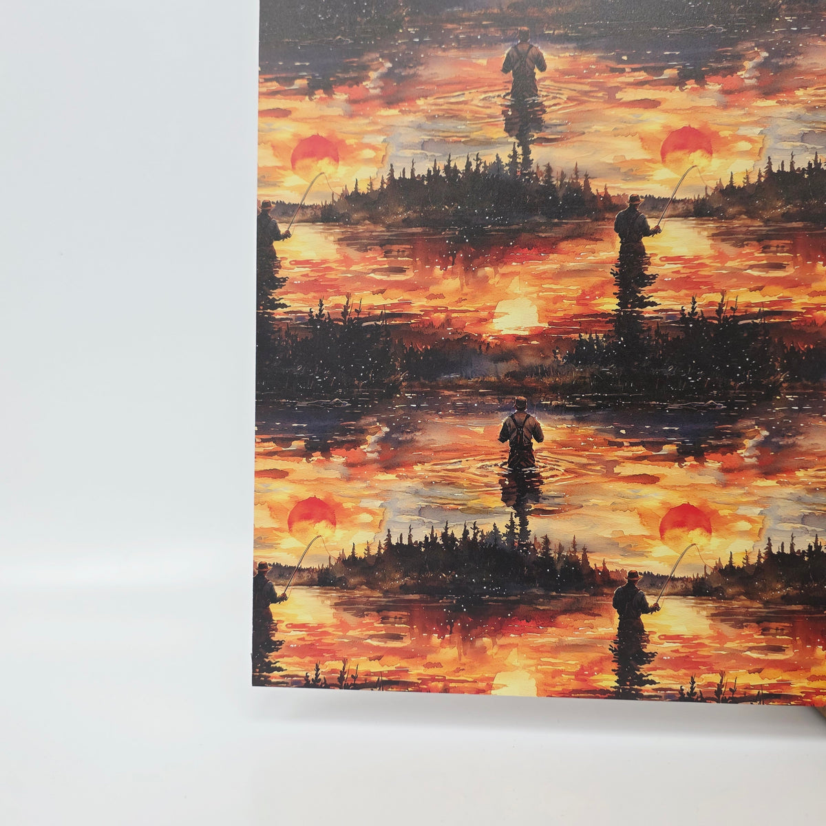 PatternPly® Full Coverage Sunset Fishermen LARGE sheet showing the pattern