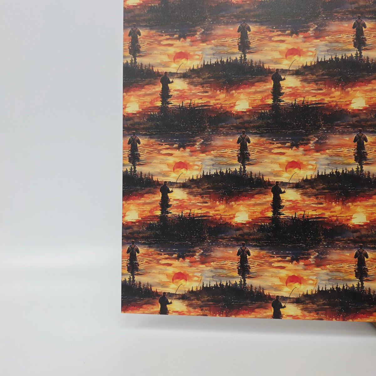 PatternPly® Full Coverage Sunset Fishermen sheet showing the pattern