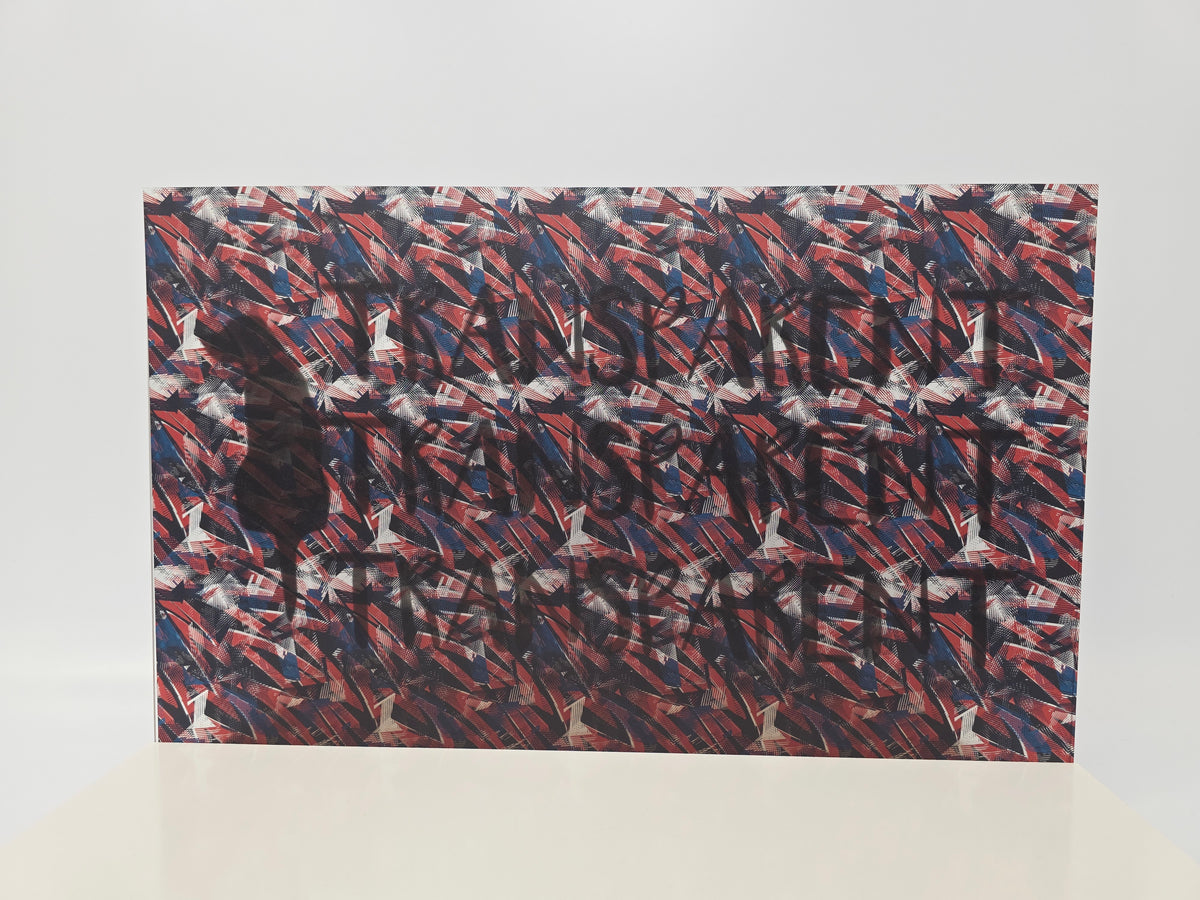 PatternPly® Transparent Red White and Blue Geometric Abstract sheet showing the pattern