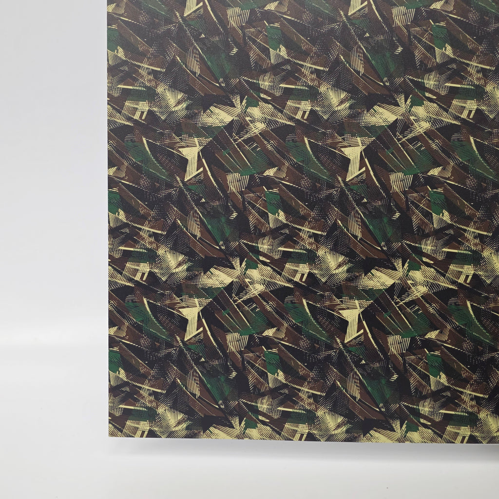 PatternPly® Full Coverage Camo Geometric Grunge sheet showing the pattern