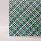 PatternPly® Full Coverage Diagonal Blue Green Plaid sheet showing the pattern