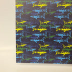 PatternPly® Full Coverage Neon Shark sheet showing the pattern