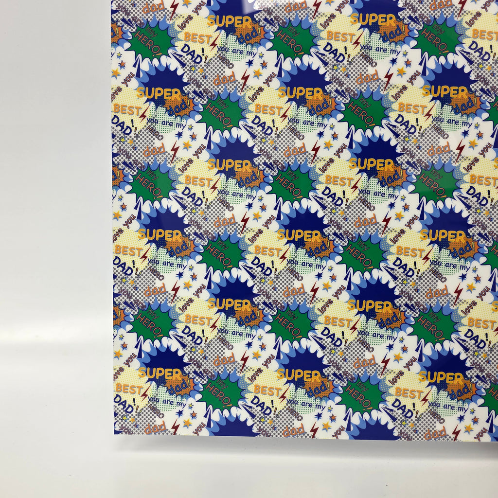PatternPly® Full Coverage Super Dad sheet showing the pattern