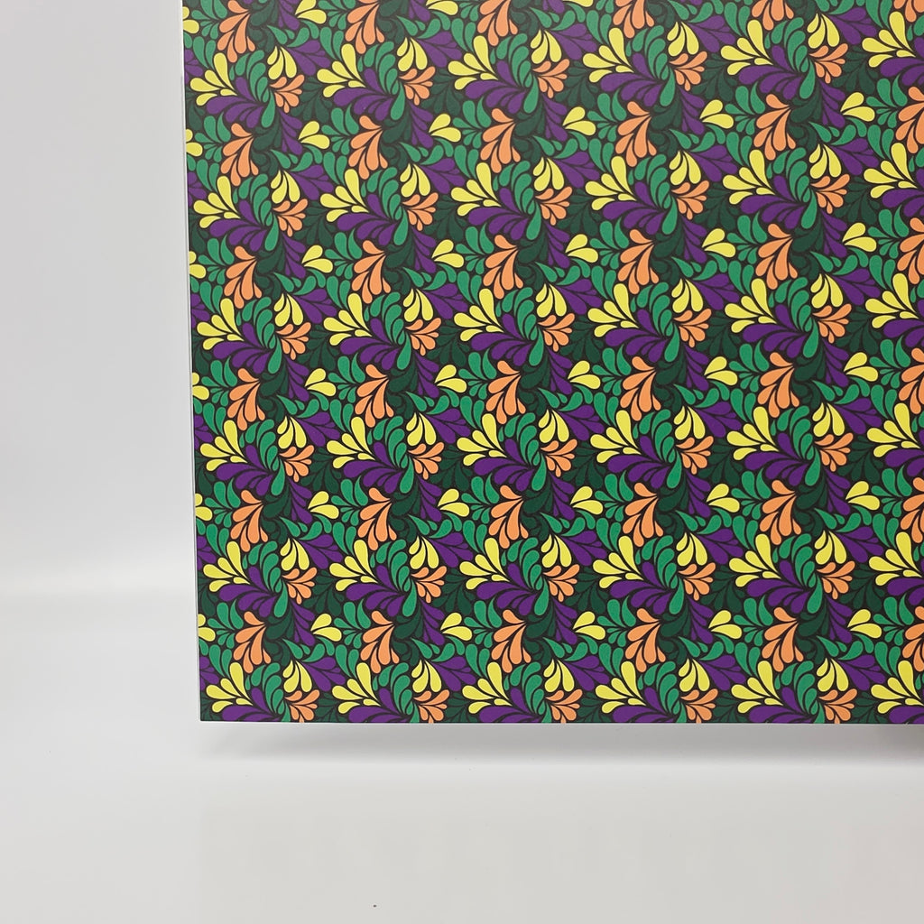 PatternPly® Full Coverage Mardi Gras Swirls sheet showing the pattern