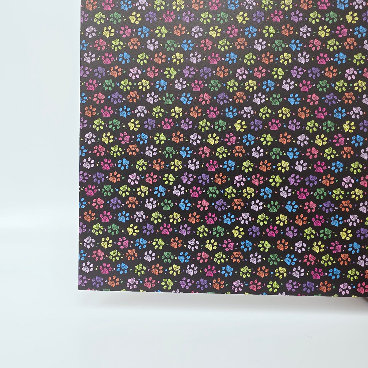 PatternPly® Full Coverage Crayon Pet Paws sheet showing the pattern