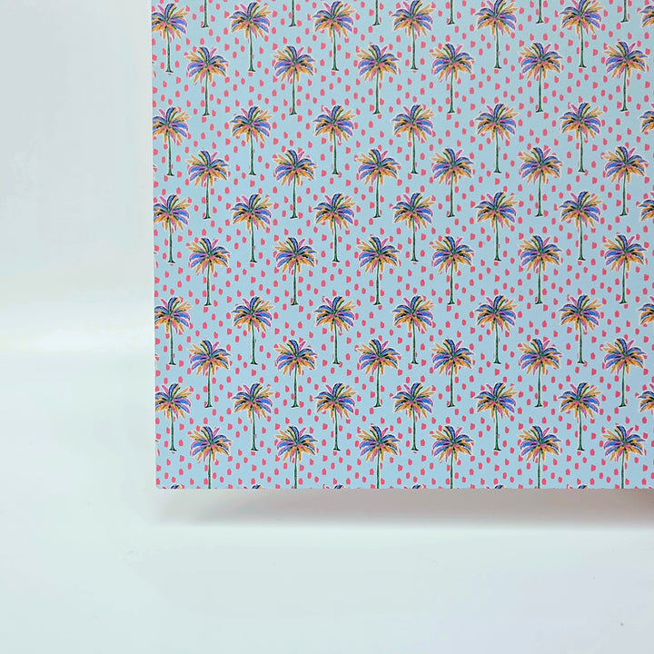 PatternPly® Full Coverage Brushstroke Palm Trees on Blue