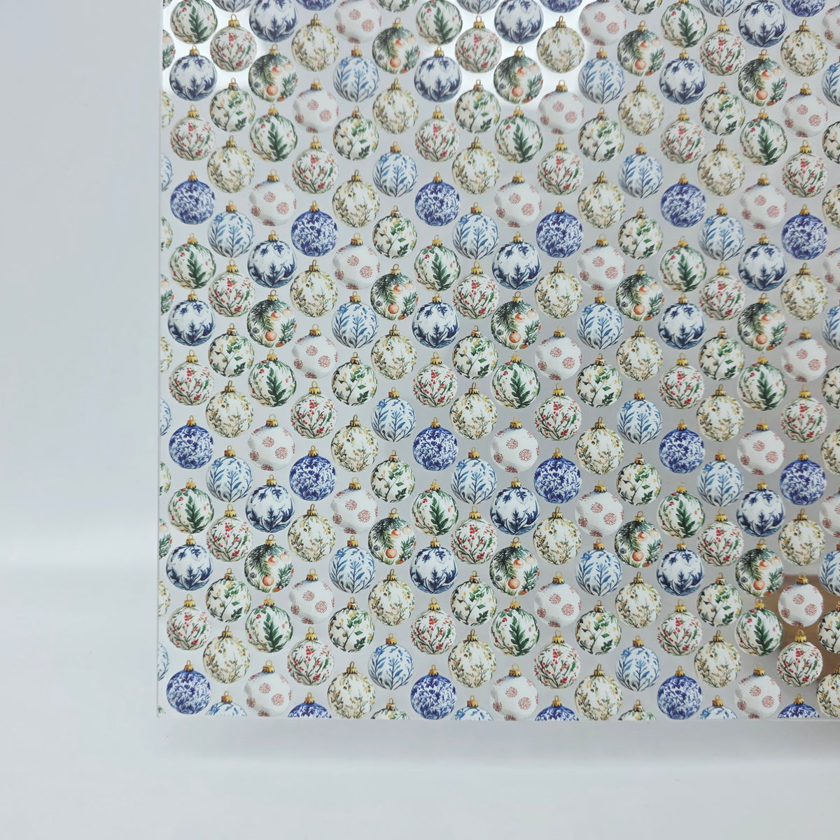 PatternPly® Scattered Vintage Christmas Ornaments sheet showing the pattern