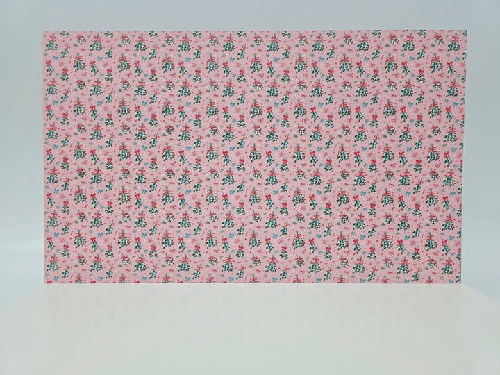 PatternPly® Full Coverage Mistletoe and Bows on Pink