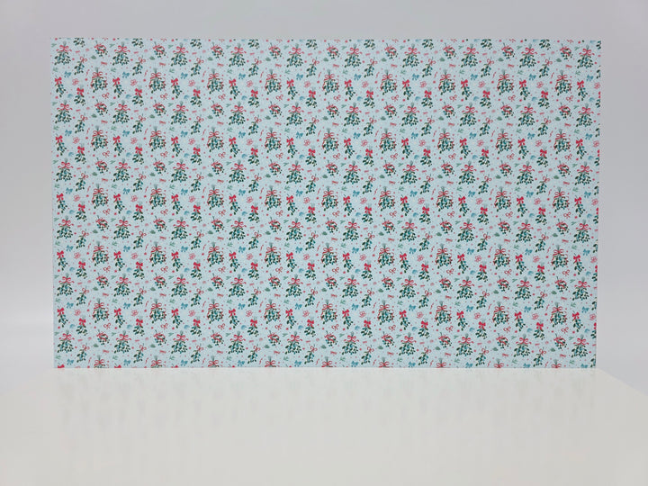 PatternPly® Full Coverage Mistletoe and Bows on Blue