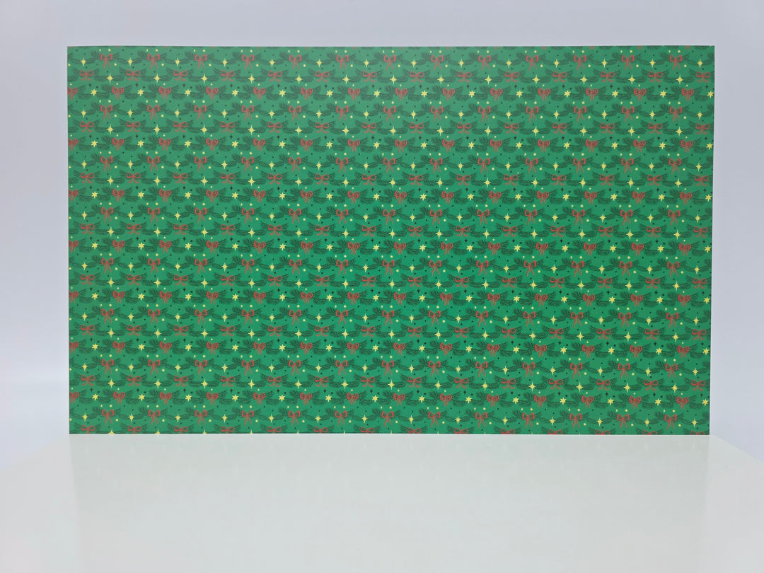 PatternPly® Full Coverage Red Bows and Pine on GREEN