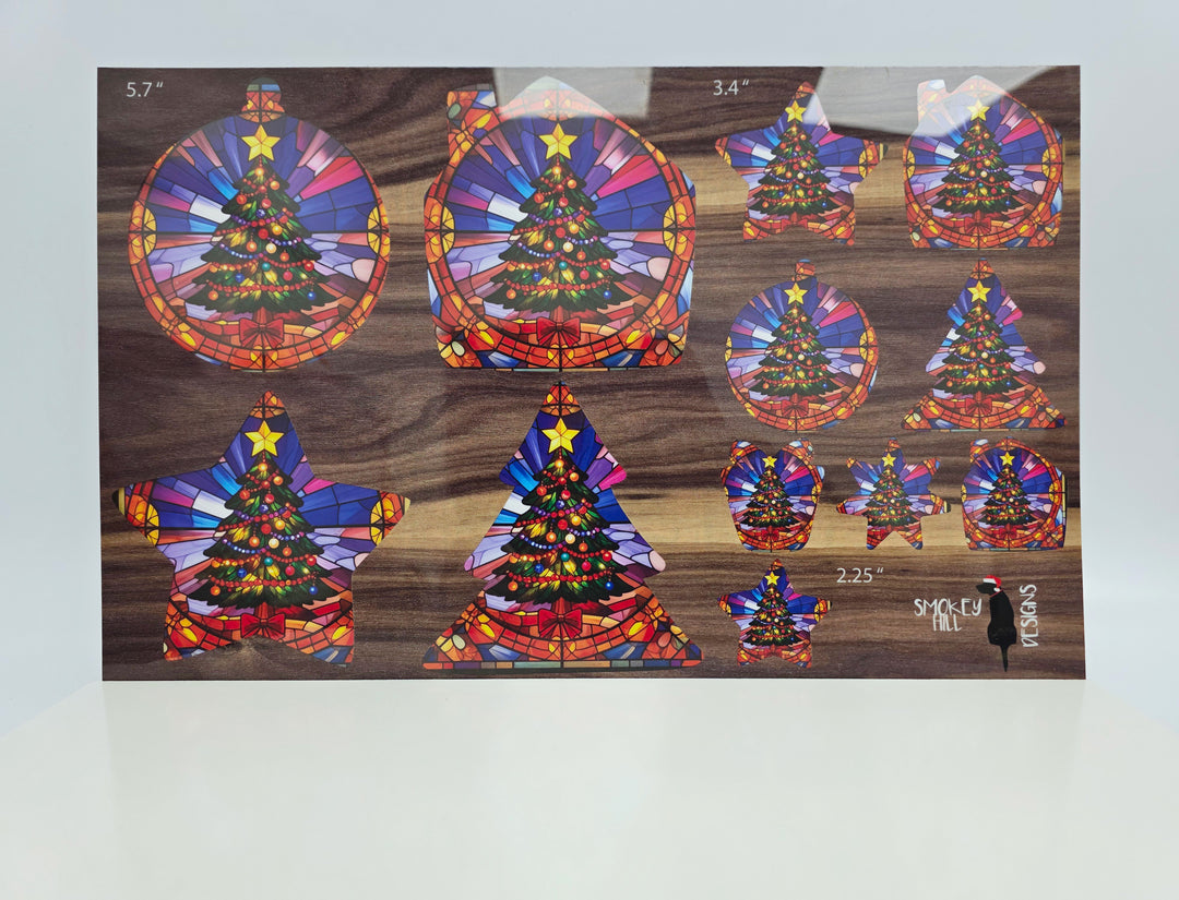 PatternPly® Full Coverage Stained Glass Christmas Trees 3 SIZES