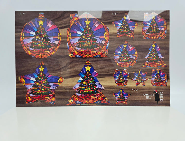 PatternPly® Full Coverage Stained Glass Christmas Trees 3 SIZES