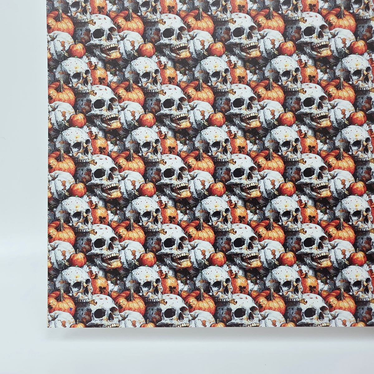 PatternPly® Full Coverage Skulls and Pumpkins sheet showing the pattern
