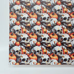 PatternPly® Full Coverage Skulls and Pumpkins LARGE sheet showing the pattern