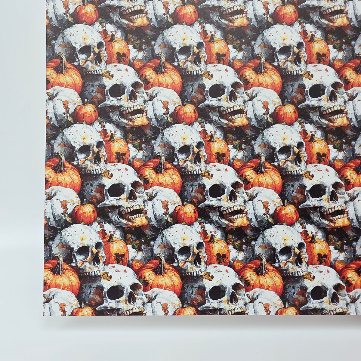 PatternPly® Full Coverage Skulls and Pumpkins LARGE sheet showing the pattern