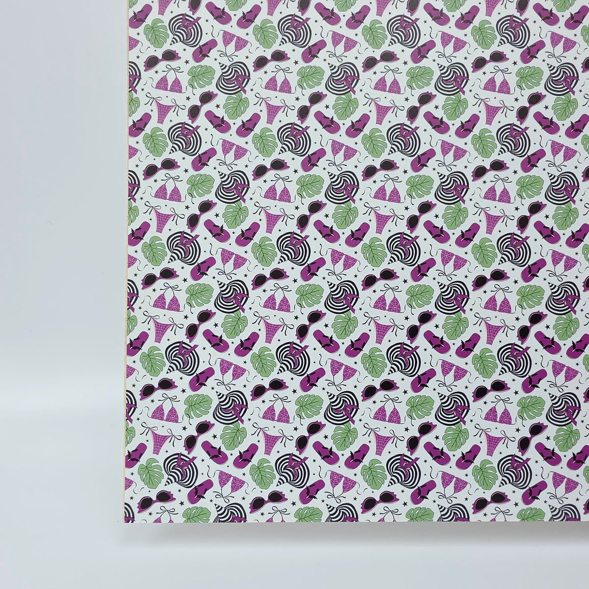 PatternPly® Full Coverage Purple BikiniWeen on White sheet showing the pattern