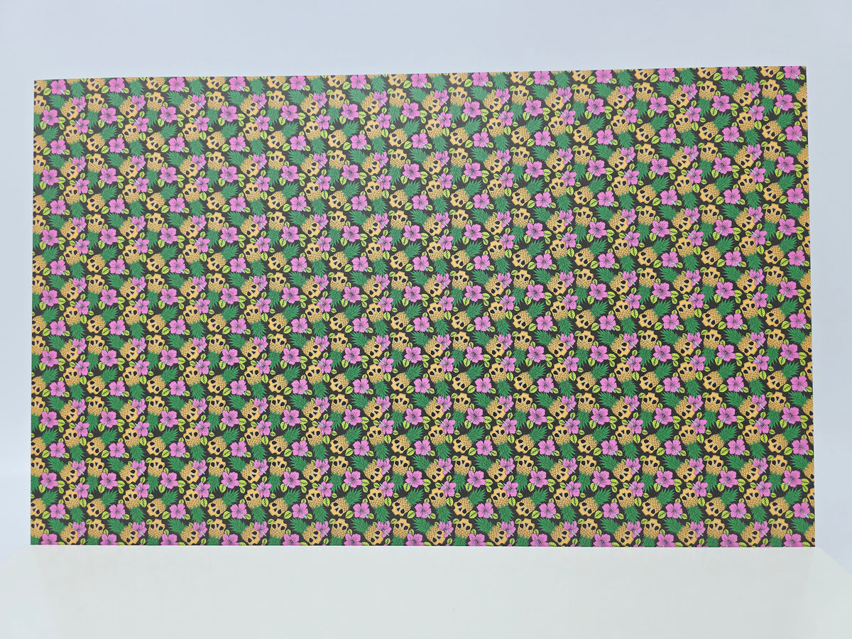PatternPly® Full Coverage Luau Skulls on Black MICRO product photo 2