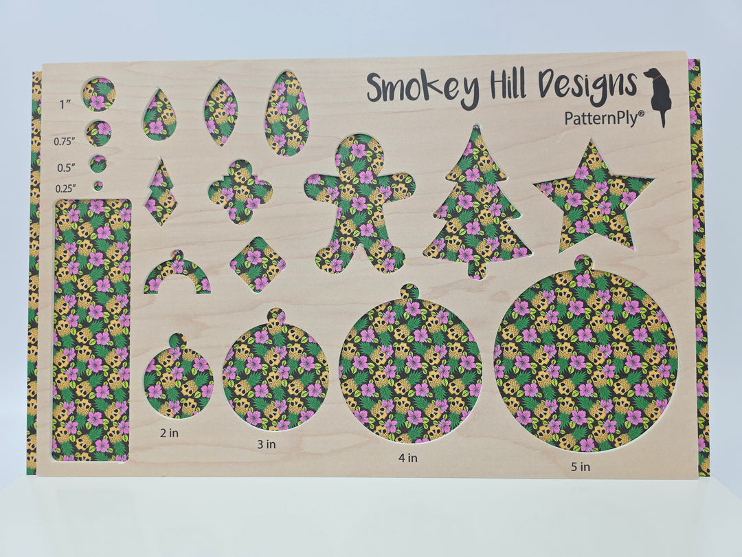 PatternPly® Full Coverage Luau Skulls on Black MICRO