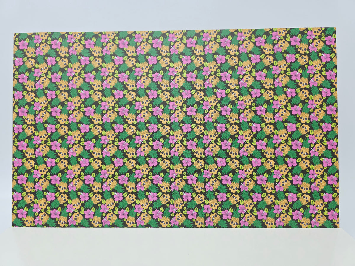 PatternPly® Full Coverage Luau Skulls on Black product photo 2