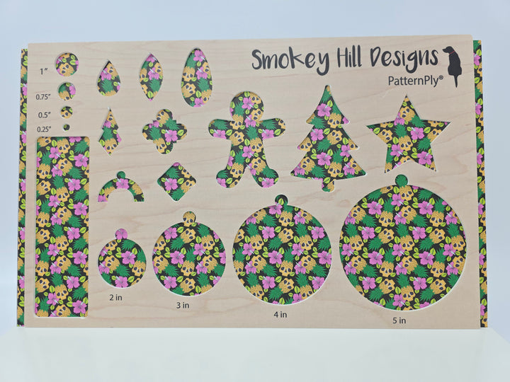 PatternPly® Full Coverage Luau Skulls on Black